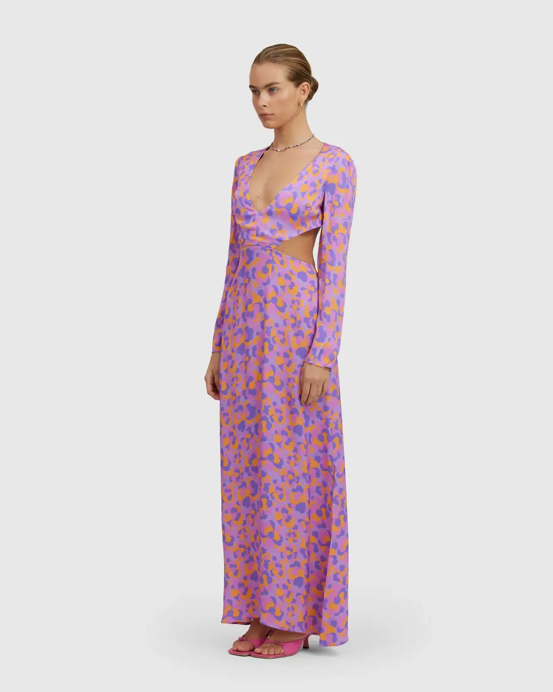 The Wolfgang Isle Maxi Dress Purple & Orange Size 8  for rent on The Volte - main image