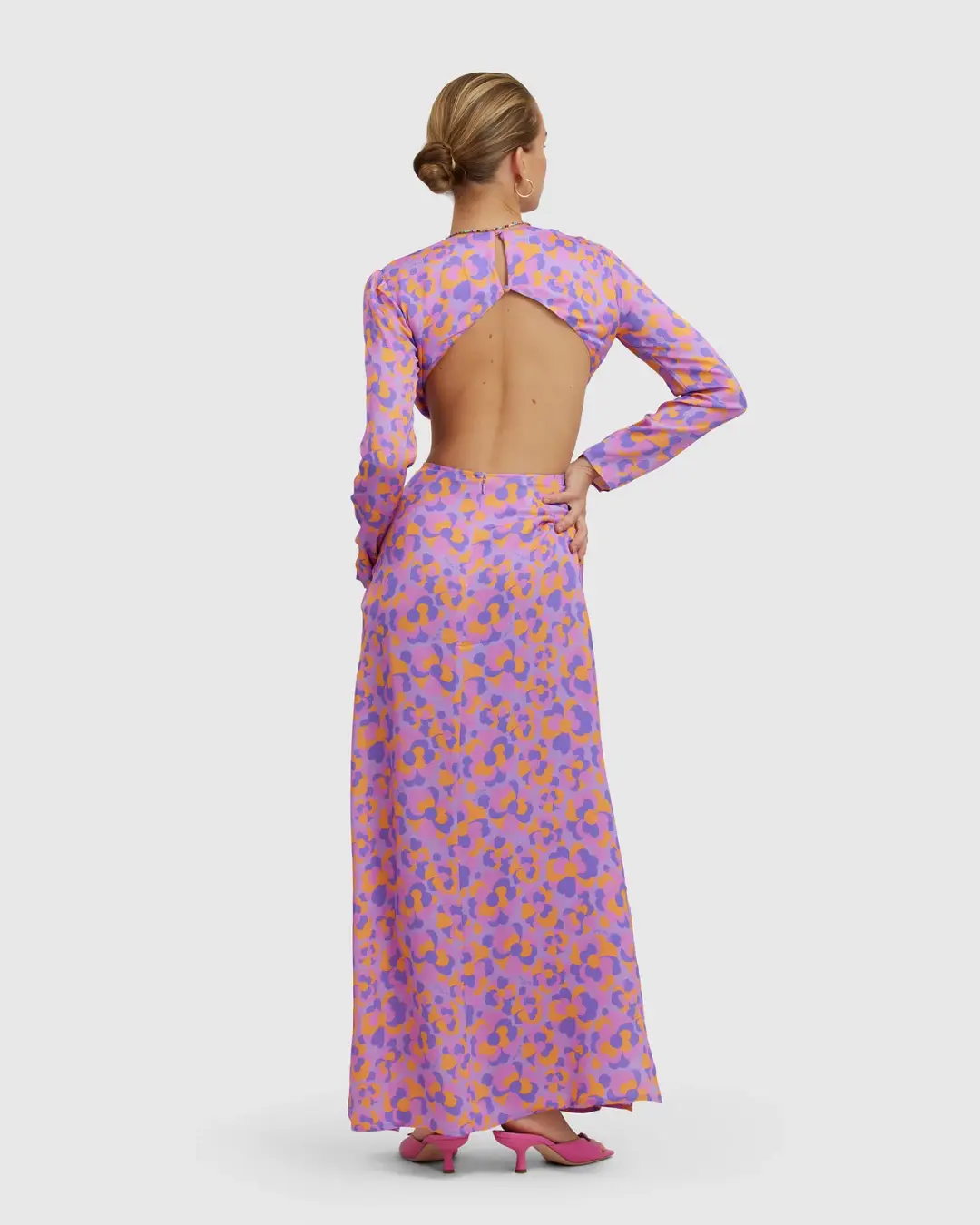 The Wolfgang Isle Maxi Dress Purple & Orange Size 8  for rent on The Volte - main image