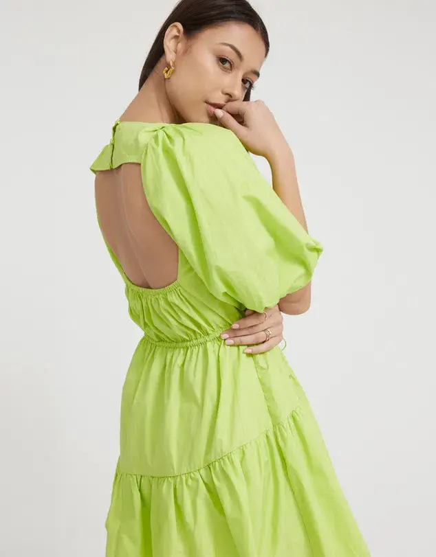 Tojha Alita Mini Dress Green Size 8 for rent on The Volte - main image