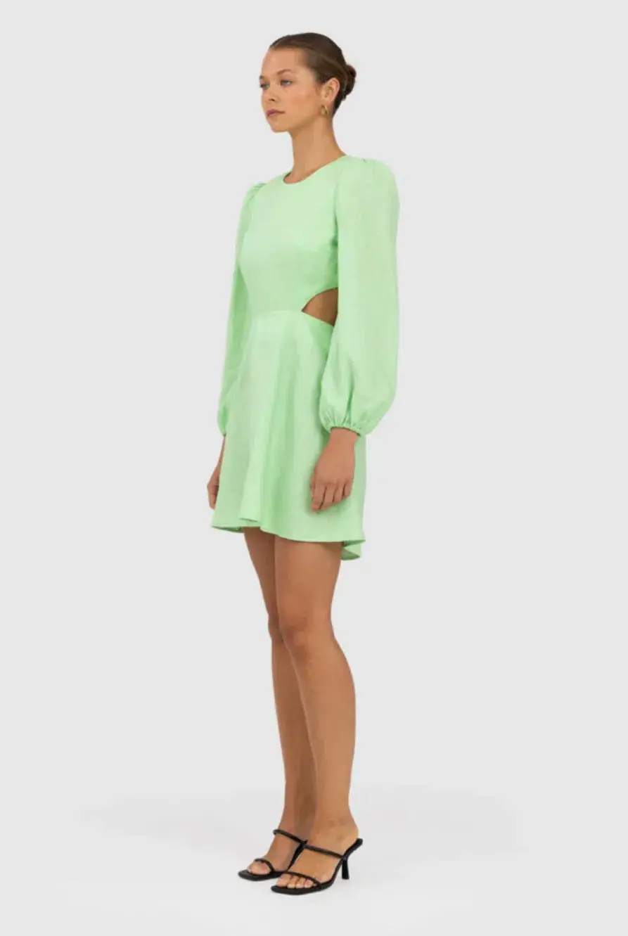 The Wolfgang Safi Linen Cut Out Dress Mint Size 8 - Image 3