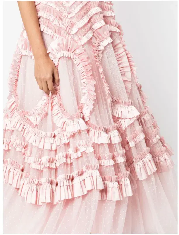 Needle and Thread Pink Strapless Ruffle-Detail Dress Size 10 - Image 4