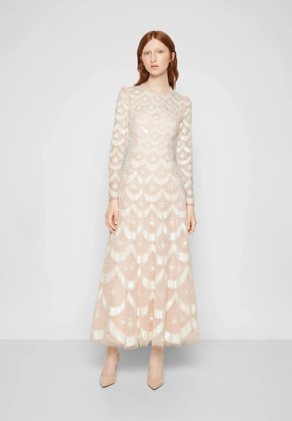 Needle and Thread Fifi Long Sleeve Ankle Gown Champagne Size 10 - Image 1
