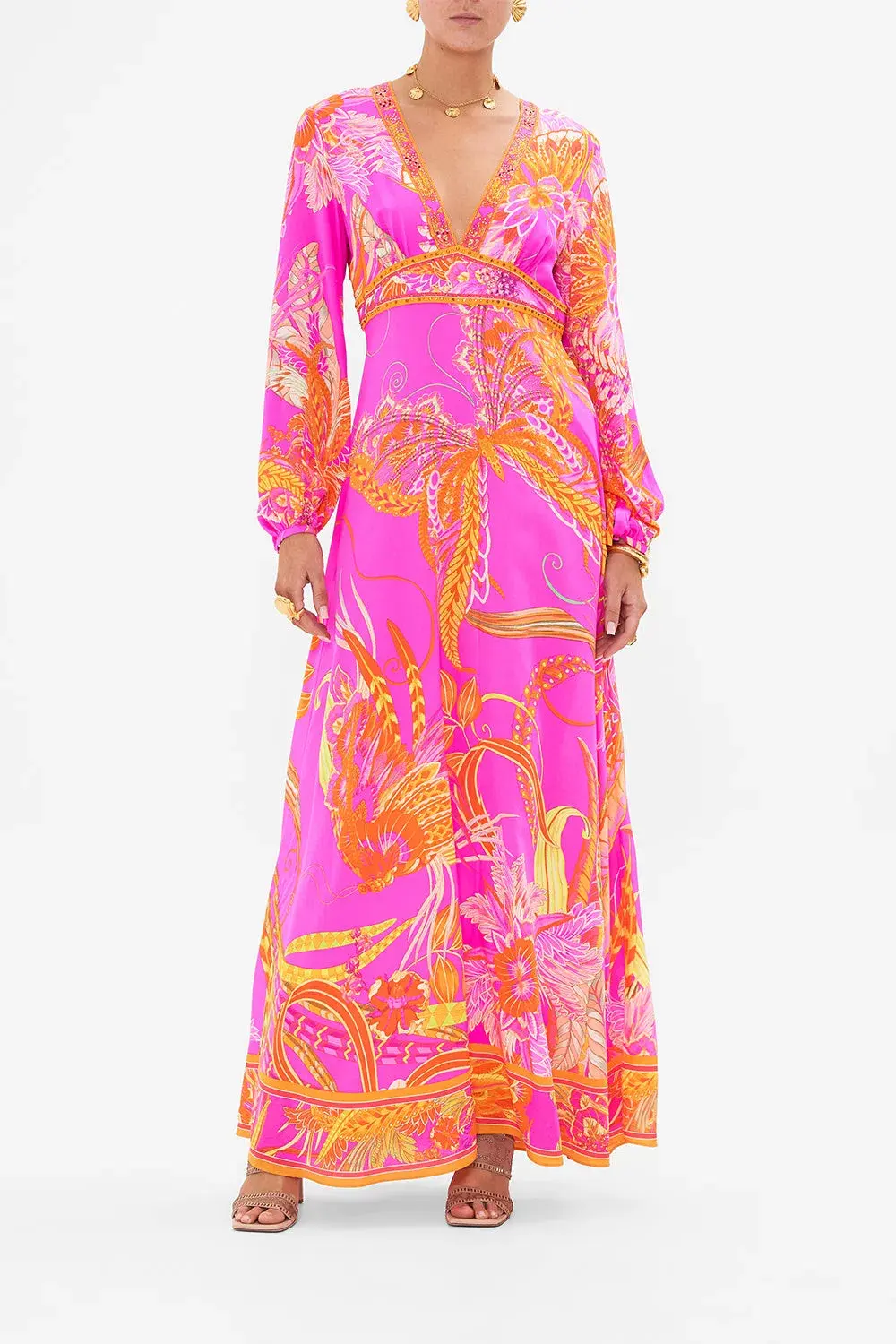 Camilla A Heart That Flutters Plunge Dress Pink Print Size L / AU 12 - Image 1