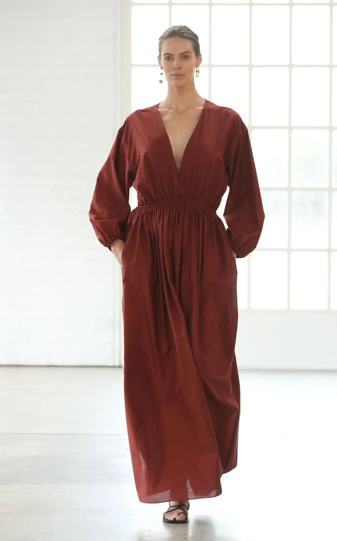 Matteau Open Back Plunge Dress Rust Size 12  - Image 1