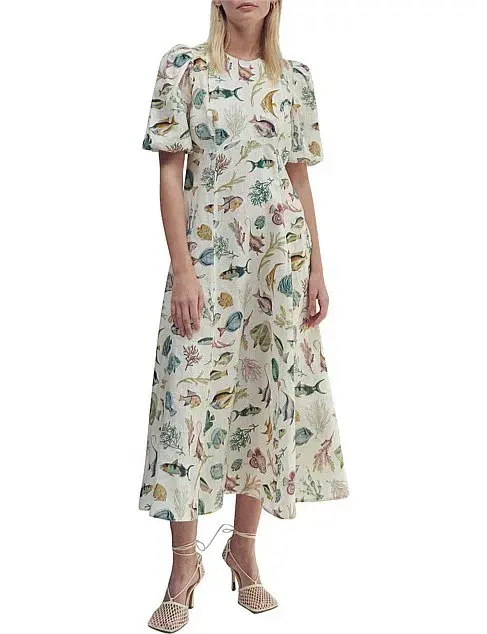 Alemais Wanda Midi Dress Ivory/Print Size 10 for rent on The Volte - main image