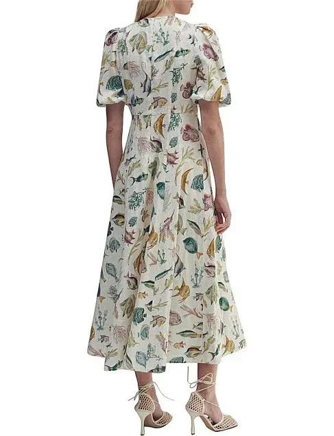 Alemais Wanda Midi Dress Ivory/Print Size 10 - Image 4