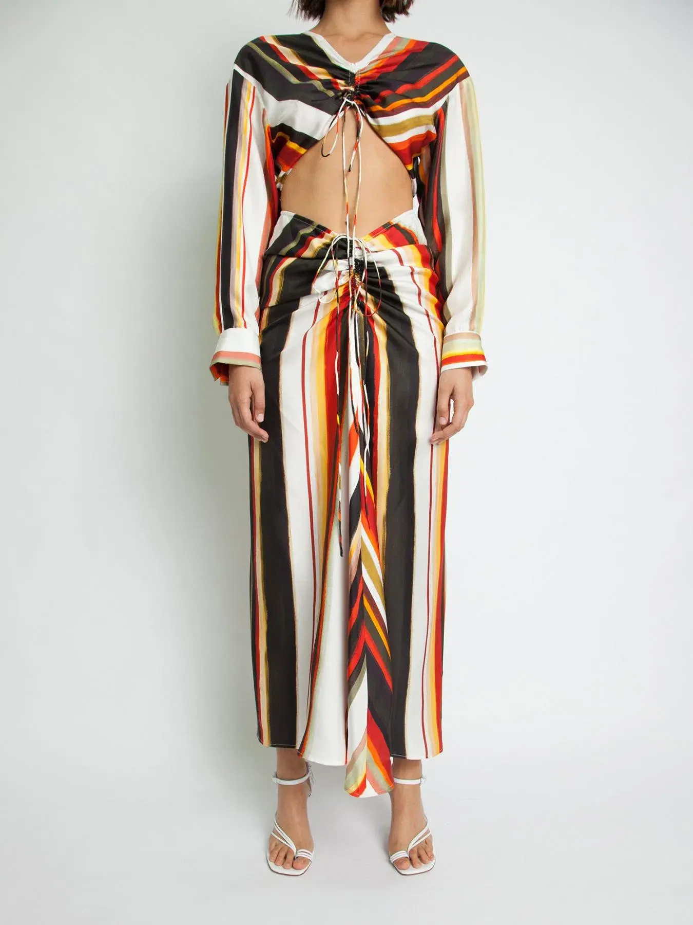 Christopher Esber Ruched Disconnect Striped Shirt Dress Multicolour Size 4  - Image 4
