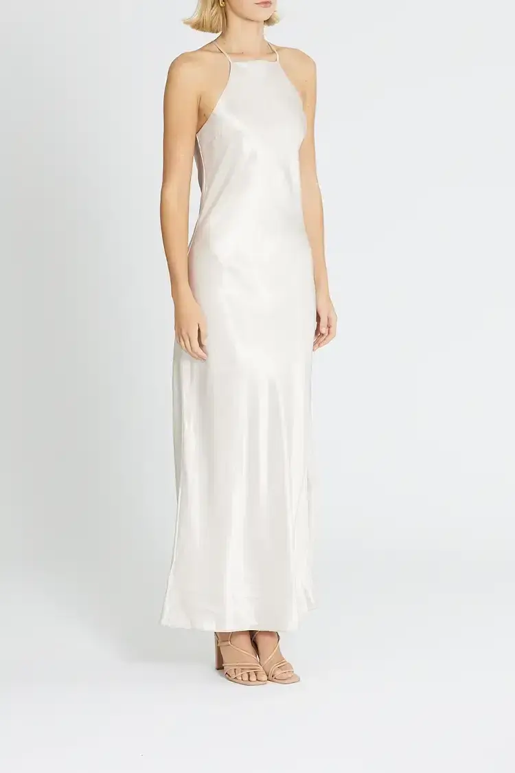 Calvin Klein Liquid Shine Maxi Slip Dress in Ivory Size 10 - Image 2