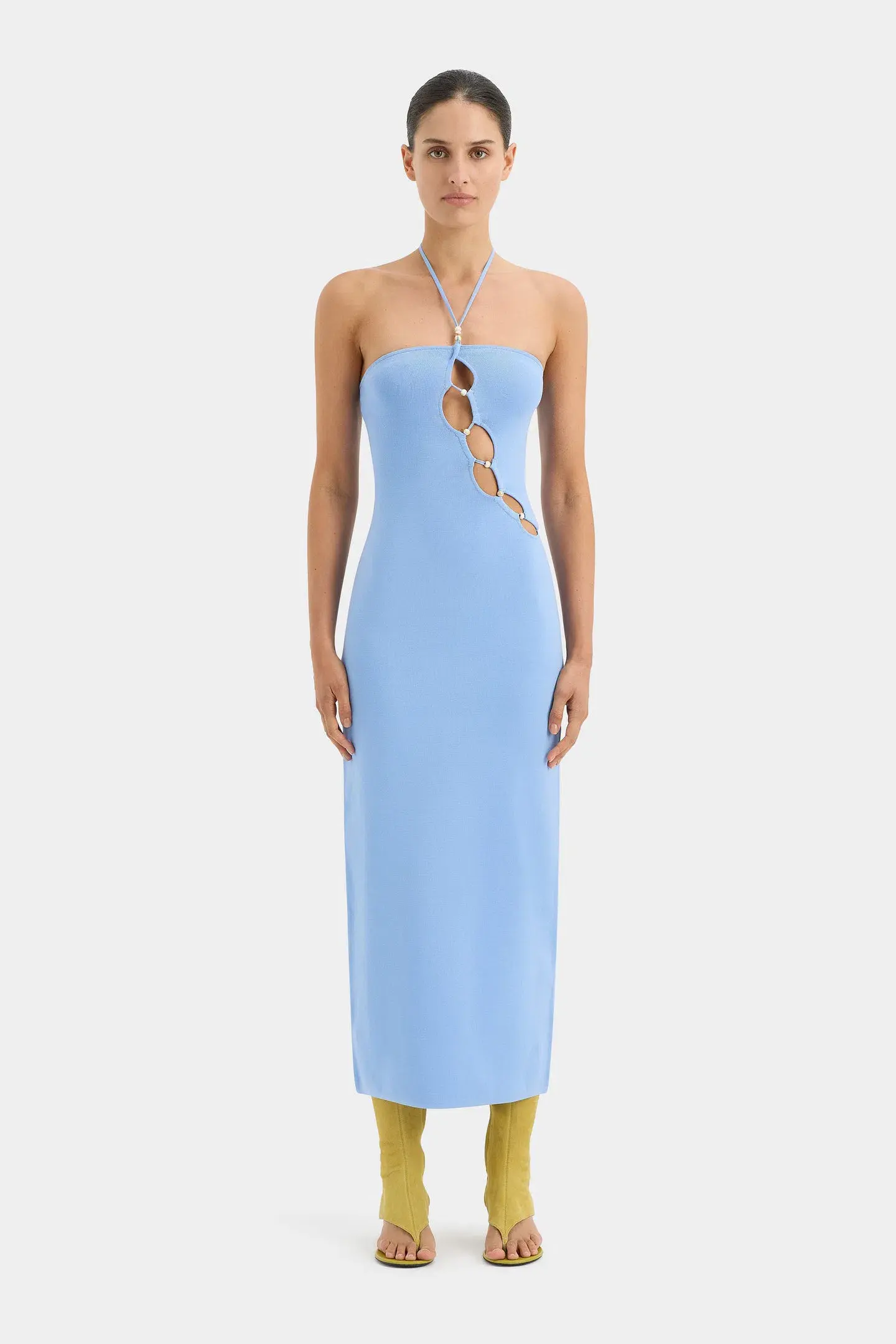 Sir the Label Salvador Beaded Halter Dress Blue Size 1 / AU 8 - Image 1