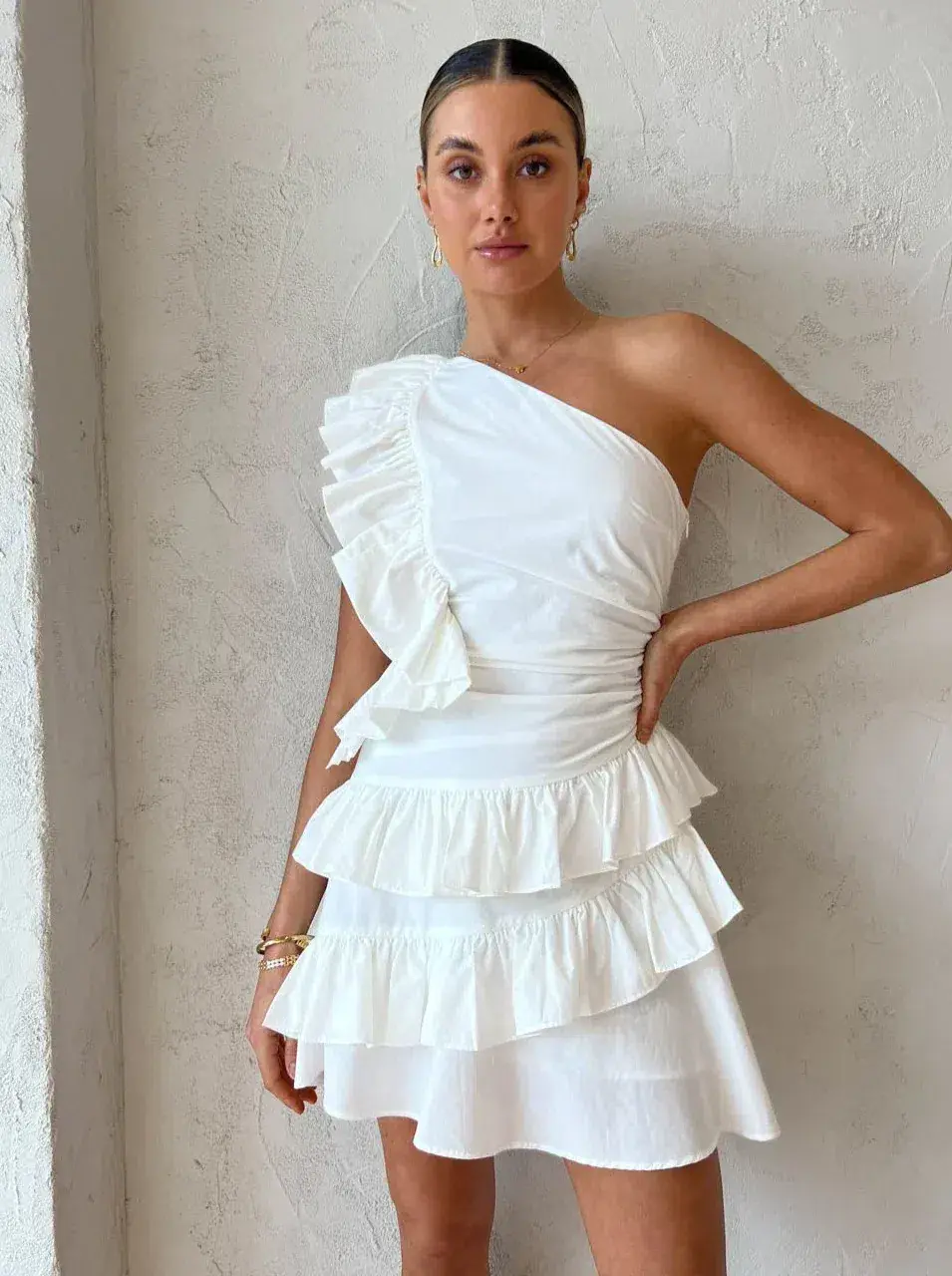 By Nicola Adrift Frill Mini Dress White Size 6 - Image 2