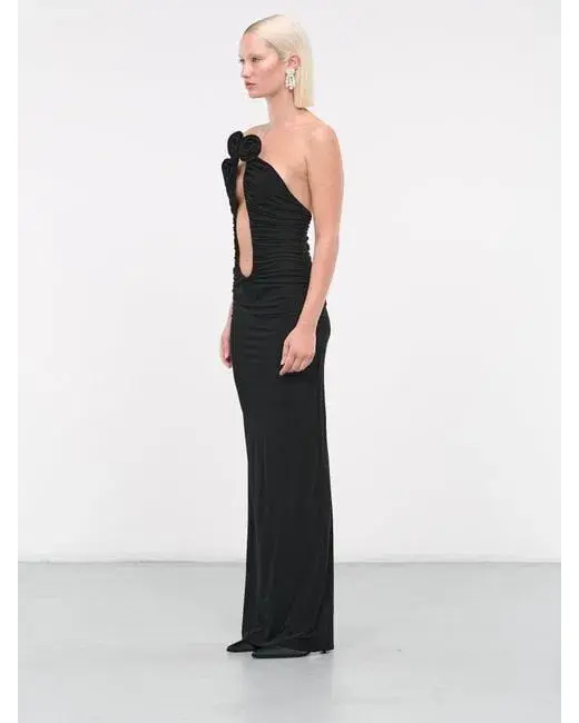 Magda Butrym Strapless Plunge Maxi Dress in Black Size 6 - Image 4