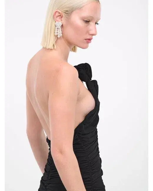 Magda Butrym Strapless Plunge Maxi Dress in Black Size 6 - Image 3