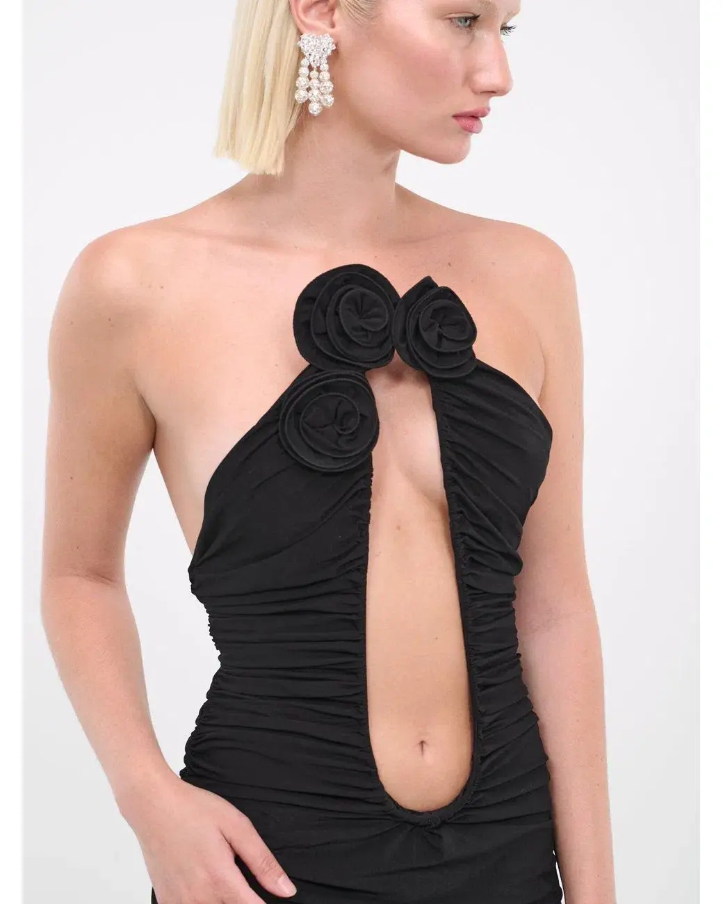 Magda Butrym Strapless Plunge Maxi Dress in Black Size 6 - Image 2