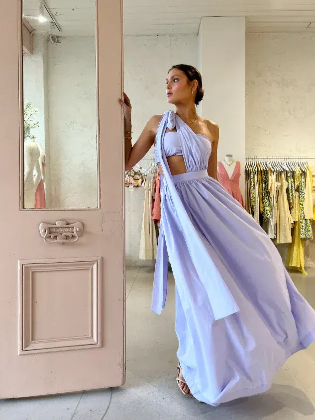 Bondi Born St Tropez Long Dress in Lavender Size XS - Image 3