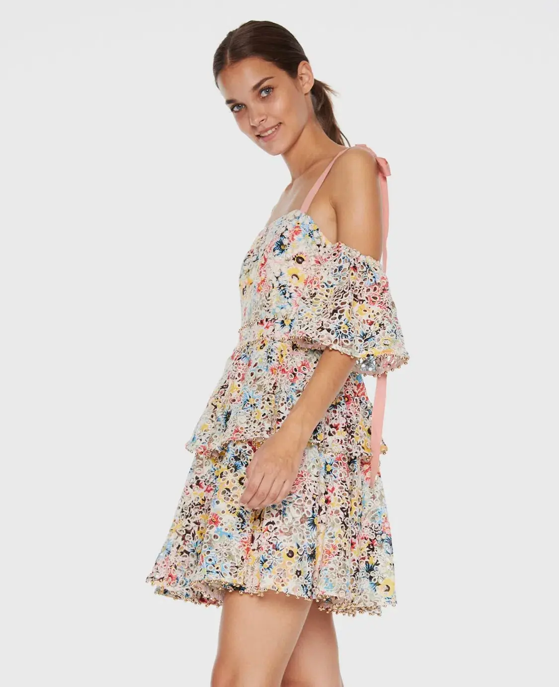 Talulah Bittersweet Flounce Mini Dress Multi Floral Size S / AU 8 - Image 2