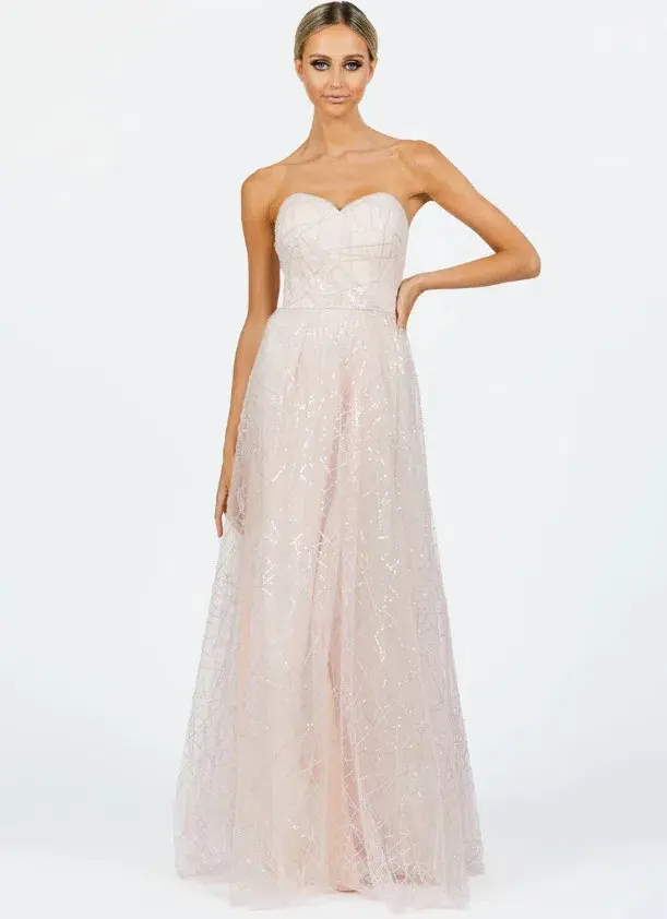 Bariano Ariana Strapless Beaded Gown Pink Size 14 - Image 1