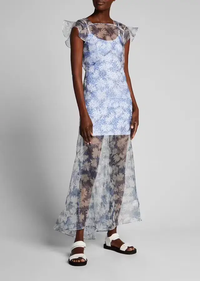 Sir the Label Anais Low Back Gown Blue Anais Floral Print Size 8 - Image 1