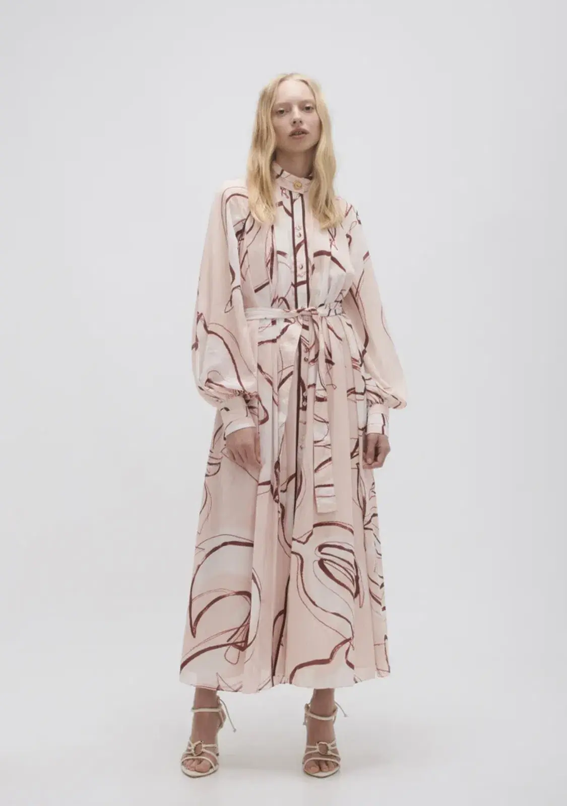 Aje Beatrice Pleated Midi Dress Whimsical Dove Print Size 12 - Image 1