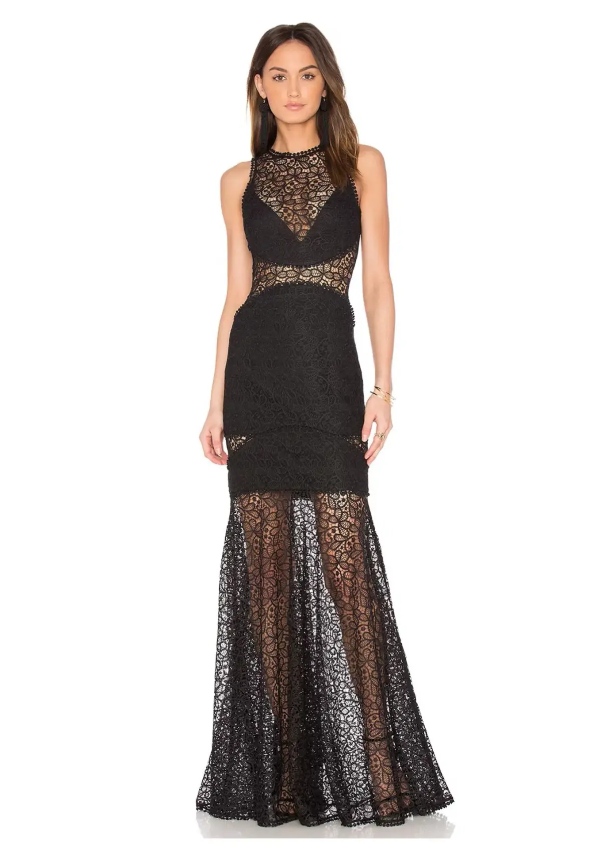 Nicholas Lace Cutaway Gown Black Size 6 - Image 1