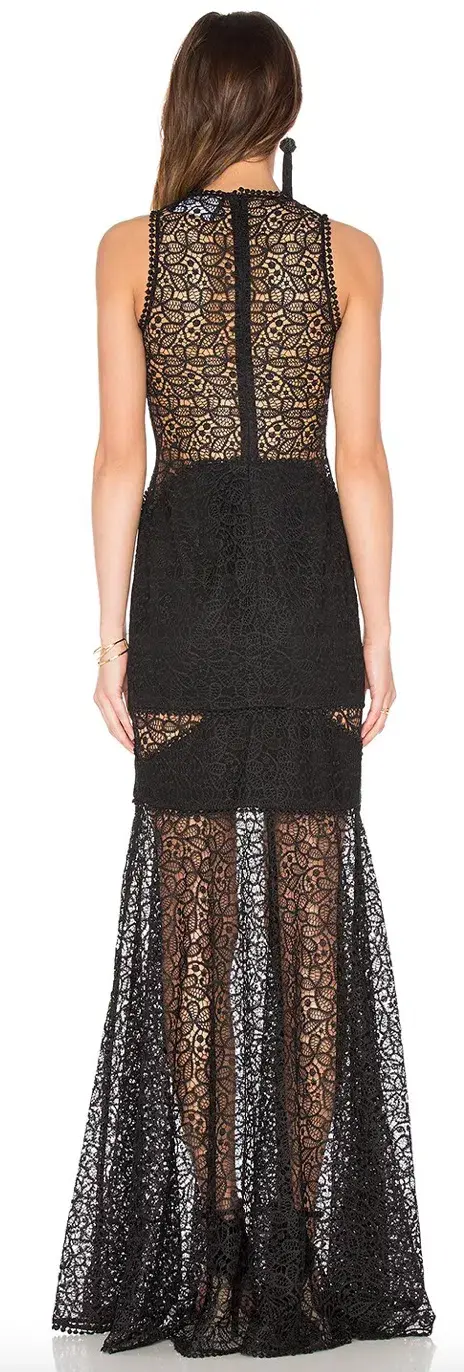 Nicholas Lace Cutaway Gown Black Size 6 - Image 2