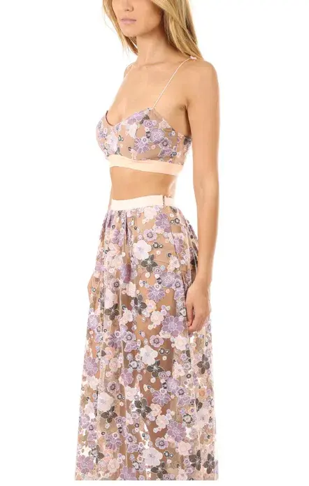 For Love And Lemons Posy Embroidery Crop Top and Maxi Skirt Set Floral Size M / AU 8-10 - Image 3