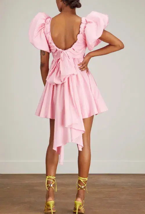 Aje Gretta Bow Back Mini Dress Ballet Pink Size 8 - Image 4