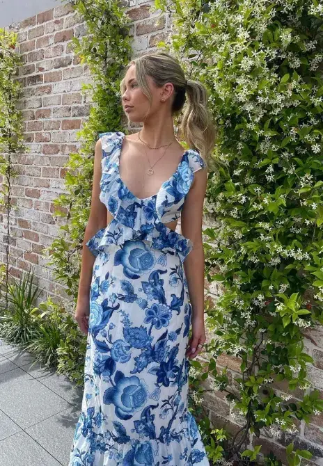 Sir The Label Amaris Frill Midi Dress Floral Size 1 / AU 8 - Image 4