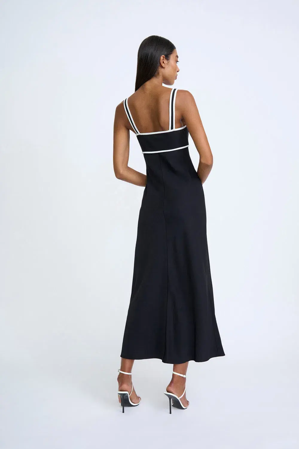 By Johnny Basia Boned Bustier Midi Dress Black Ivory Size 6 - Image 3
