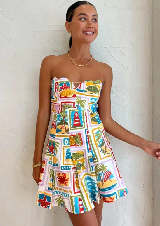 By Nicola Nautical Strapless Mini Dress In Summer Vacation Size 10 - Image 2