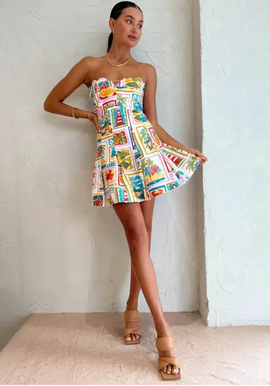 By Nicola Nautical Strapless Mini Dress In Summer Vacation Size 10 - Image 1