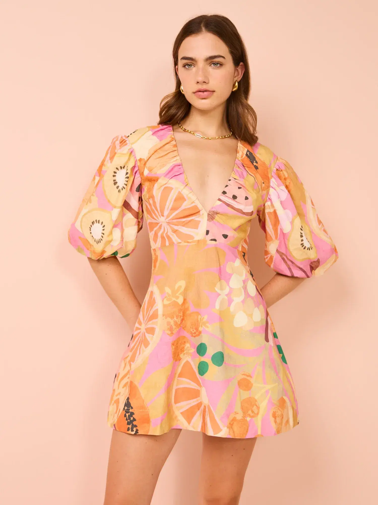 By Nicola Bolero Gathered Neckline Mini Dress In Fruit Punch Size AU 8 - Image 2