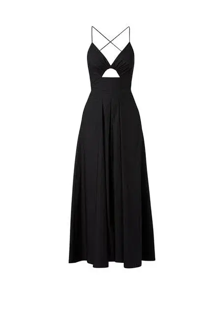 Scanlan Theodore Cotton Strappy Keyhole Maxi Dress Black Size 8 - Image 3