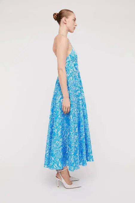 Scanlan Theodore Cotton Ocean Shoestring Dress Blue Size 8 - Image 2