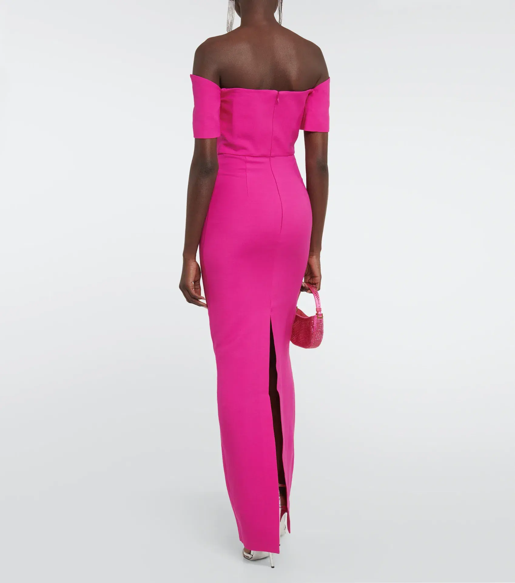 Roland Mouret Asymmetric Wool Blend Maxi Dress Pink Size 8 - Image 2