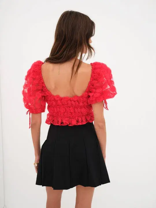 For Love and Lemons Hannah Crop Top Red Rose Size XS / AU 6 - Image 3