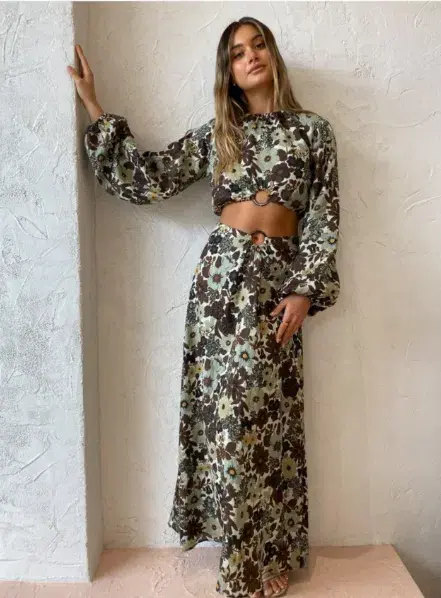 Sir The Label Constantine Gathered Top & Skirt Set Floral Size 2 / AU 10 - Image 5