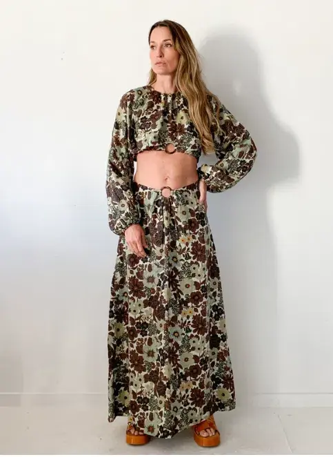 Sir The Label Constantine Gathered Top & Skirt Set Floral Size 2 / AU 10 - Image 4