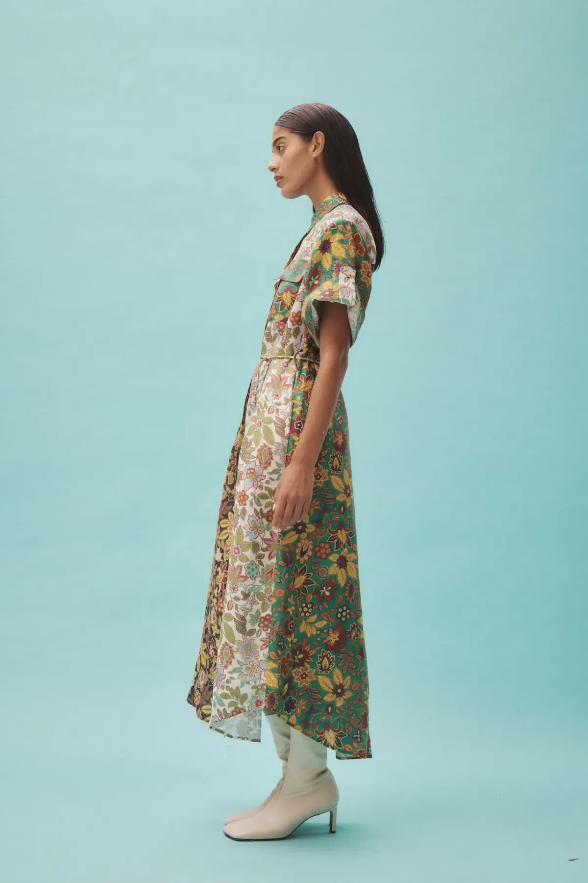 Alemais Isabella Patchwork Midi Shirt Dress Floral Size 8  - Image 2