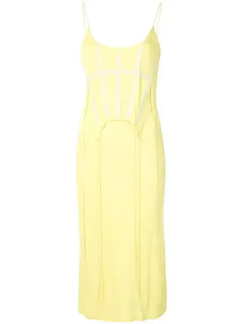 Dion Lee Silk Jersey Corset Dress Lemon Size 6 for rent on The Volte - main image