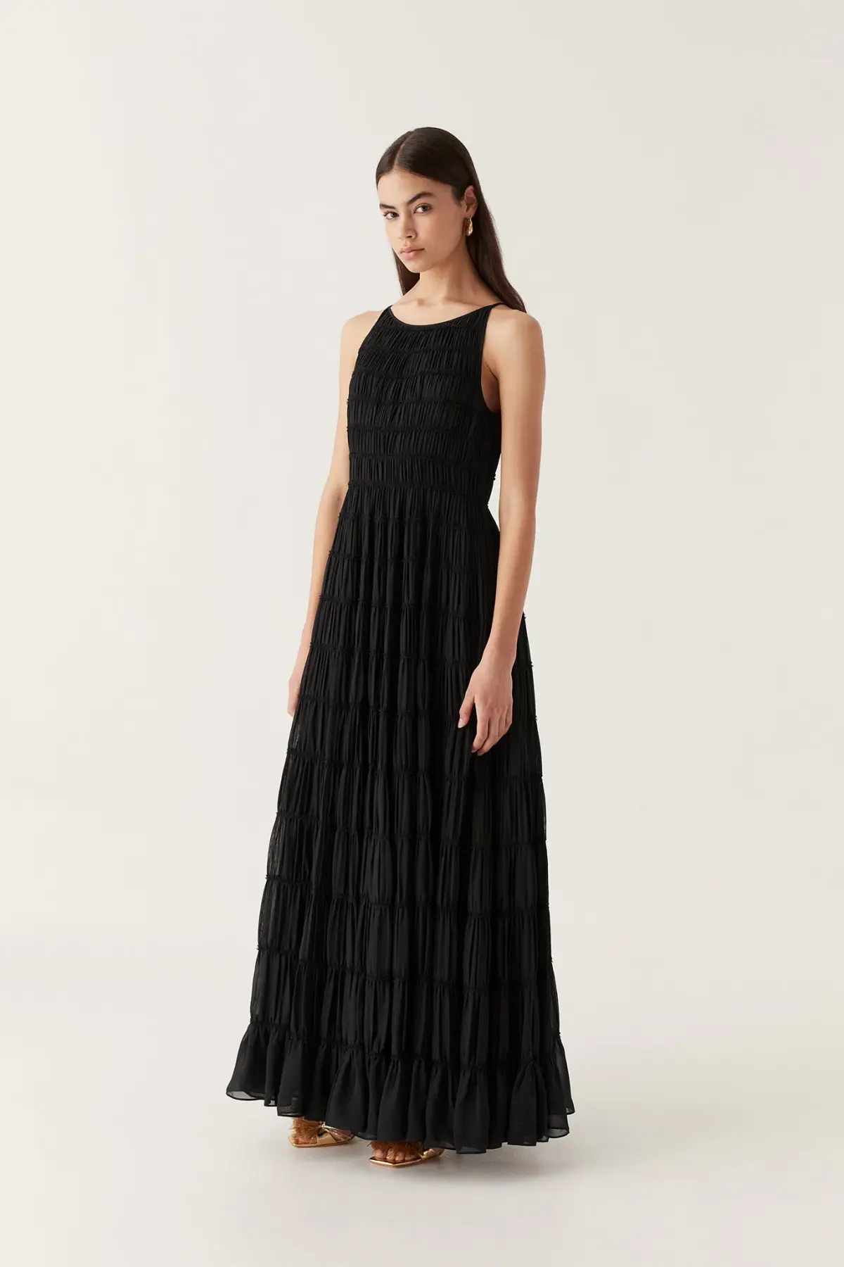 Aje Rosewood Ruched Maxi Dress Black Size 6 - Image 1