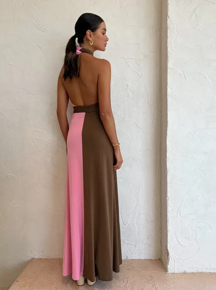 Hansen And Gretel Tempest Halter Wrap Dress In Carob/Pink Size 10 - Image 8