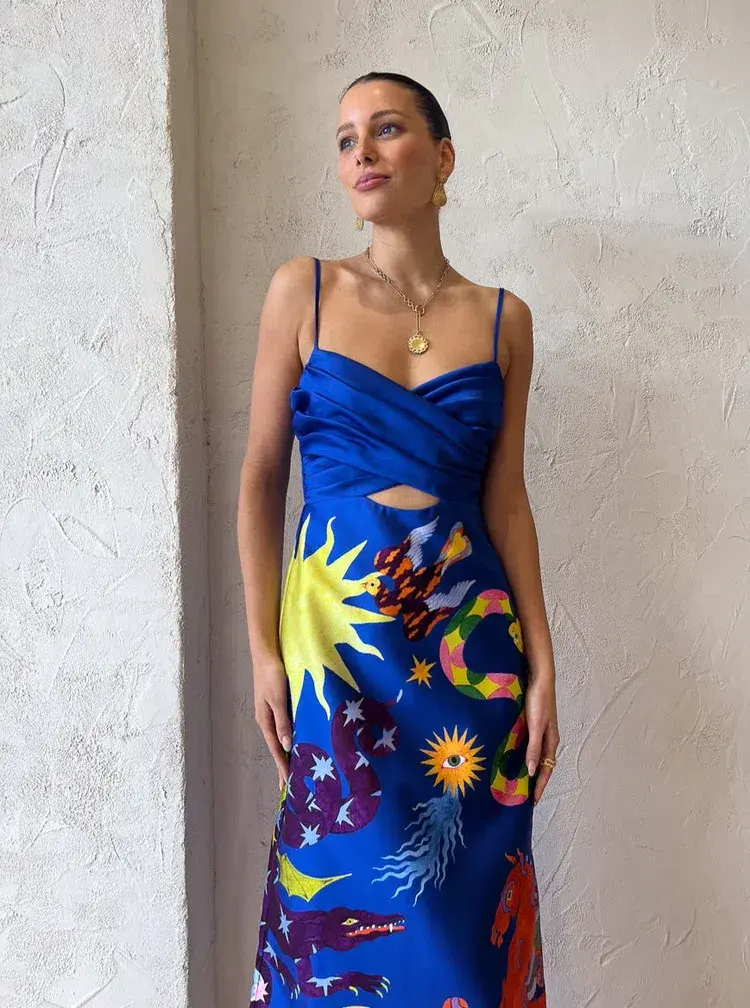 Alemais Guardian Blue Midi Dress Azure/Print Size 8 - Image 6
