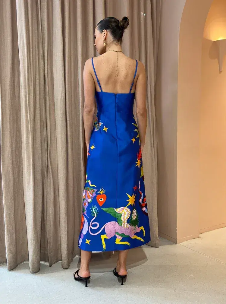 Alemais Guardian Blue Midi Dress Azure/Print Size 8 - Image 2