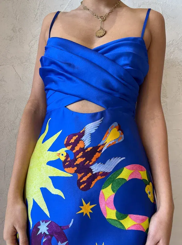 Alemais Guardian Blue Midi Dress Azure/Print Size 8 - Image 4