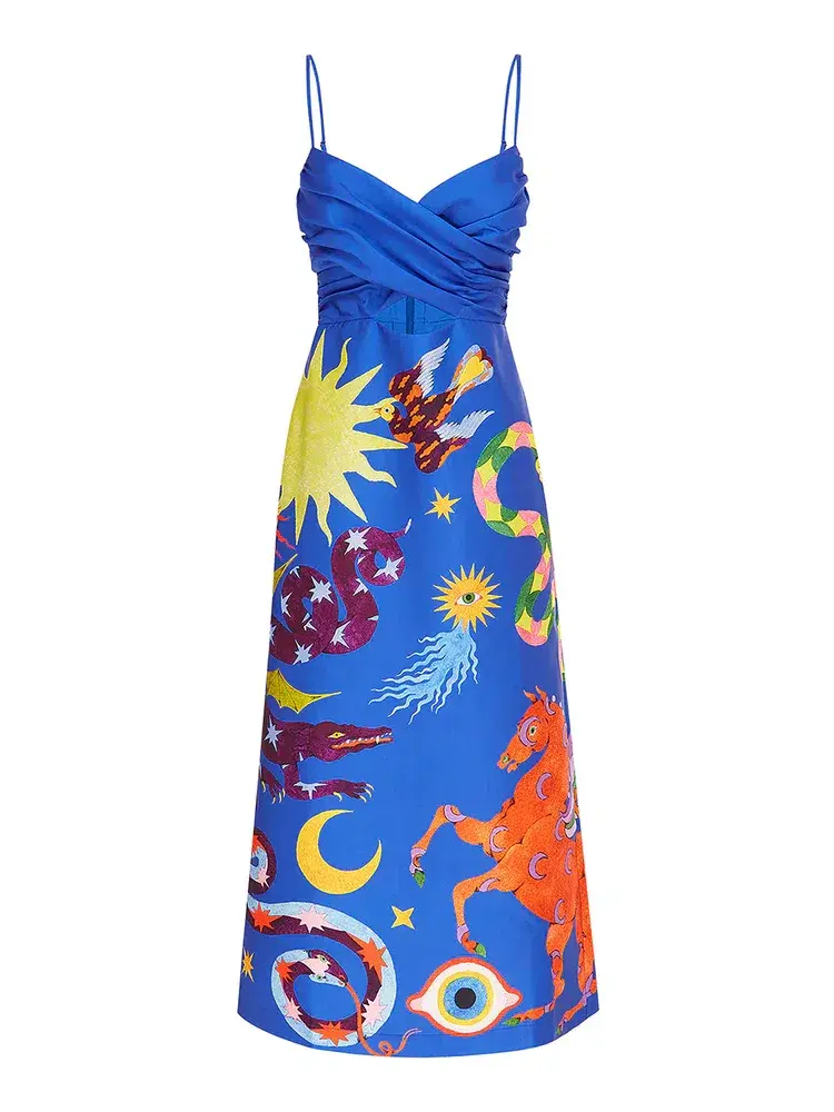 Alemais Guardian Blue Midi Dress Azure/Print Size 8 - Image 7