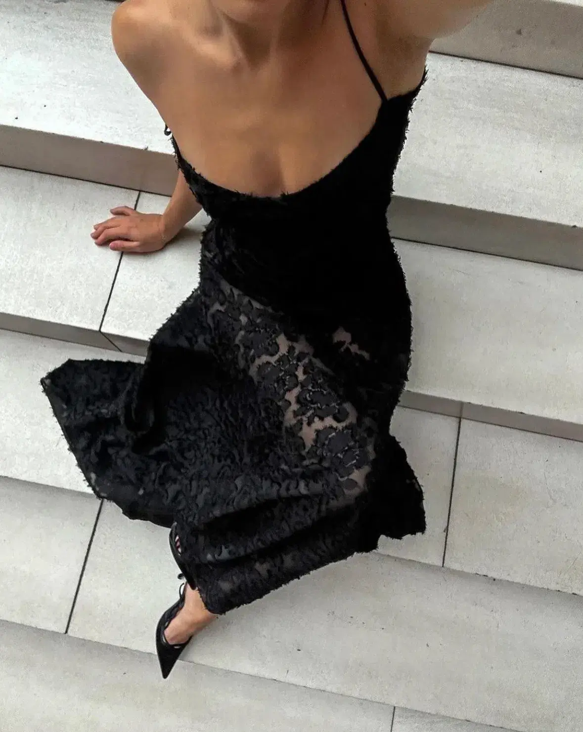 House Of Cb Seren Floral Sheer Lace Back Maxi Dress Black Size Xs / Au 6 - Image 3