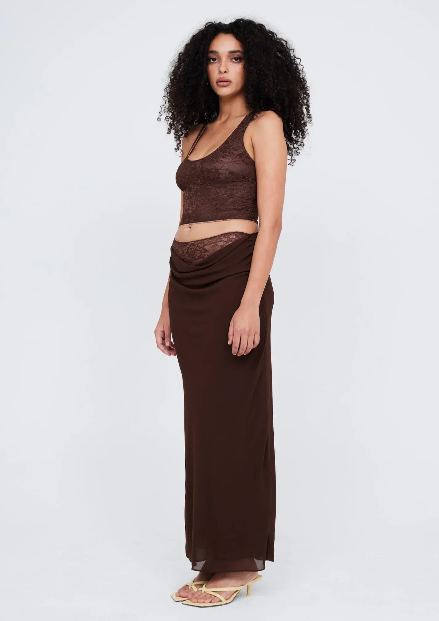 Benni Valentino Lace Top and Skirt Set Brown Size 8 - Image 2