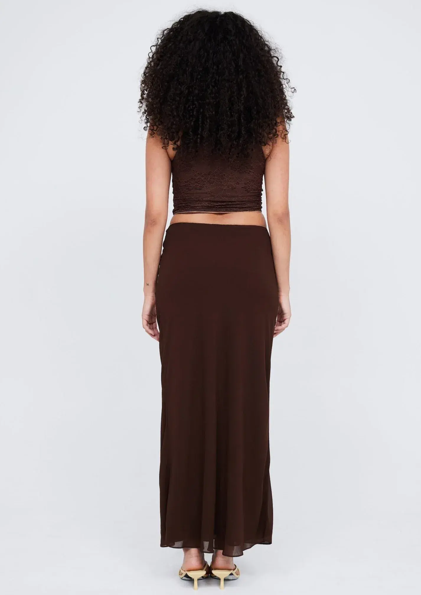 Benni Valentino Lace Top and Skirt Set Brown Size 8 - Image 3