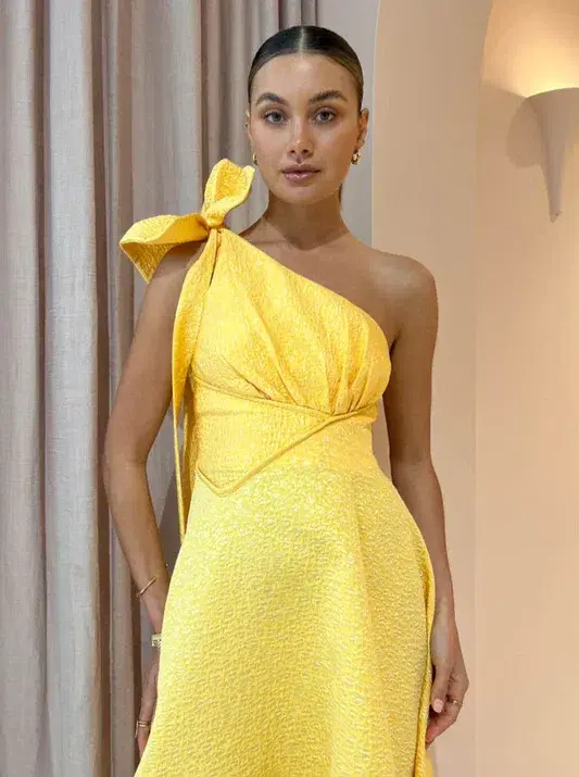 Rachel Gilbert Emiliano Midi Dress Lemondrop Size 1 / AU 8 - Image 2