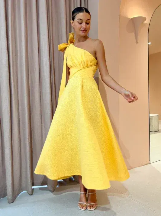 Rachel Gilbert Emiliano Midi Dress Lemondrop Size 1 / AU 8 - Image 1